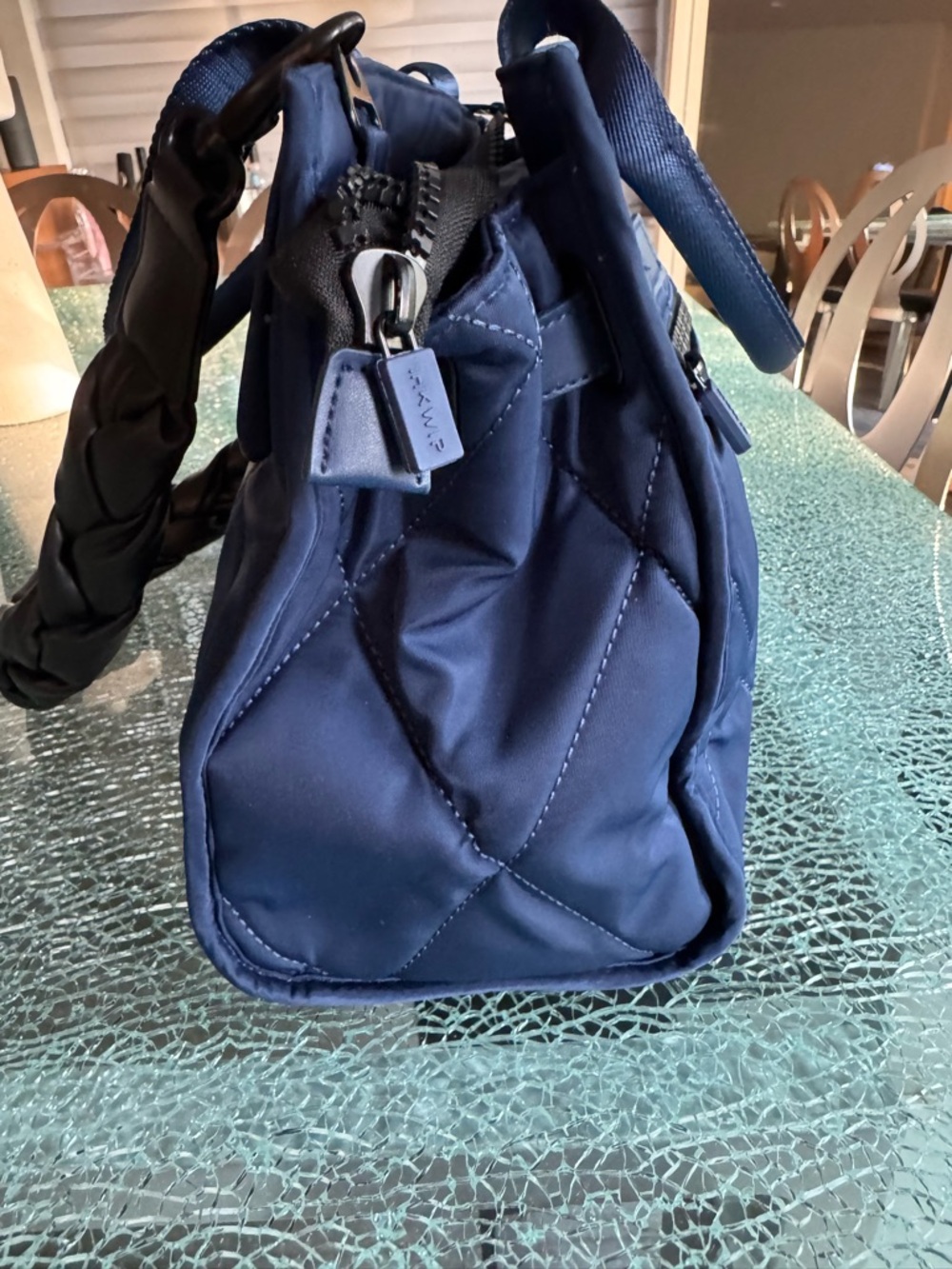 IHKWIP Navy Quilted Tote Bag with Braided Strap - Picture 4 of 9
